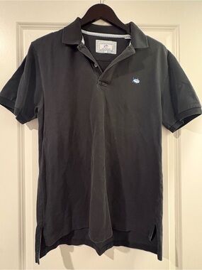 Southern Tide Black Polo with Subtle Whale Logo